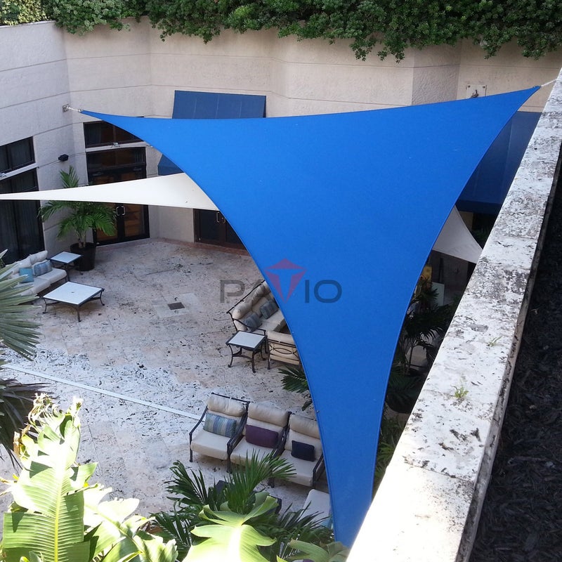 Patio Paradise 20' x 20' x 20' Sun Shade Sail Triangle Canopy Shade Cloth Fabric Sunlight Block Patio Pergola Cover HDPE Deck Awning for Outdoor Backyard Roof Shading, Blue - Image 5